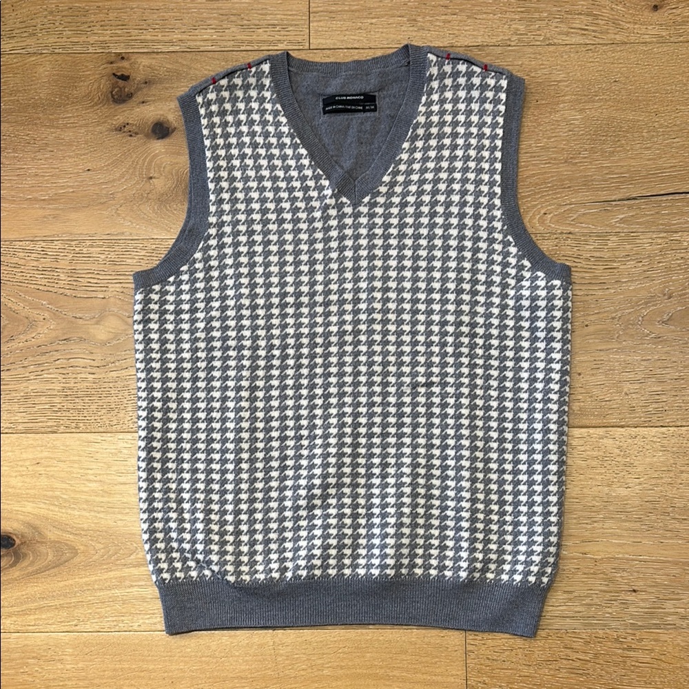 Gray Houndstooth Men's Sweater Vest